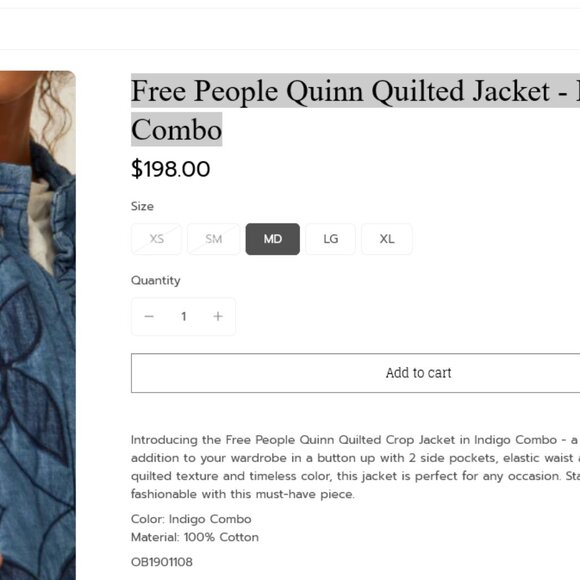 NEW FREE PEOPLE Stars Jacket Blue Quinn Boho Style Puffy Soft Quilted Jacket - Picture 2 of 11